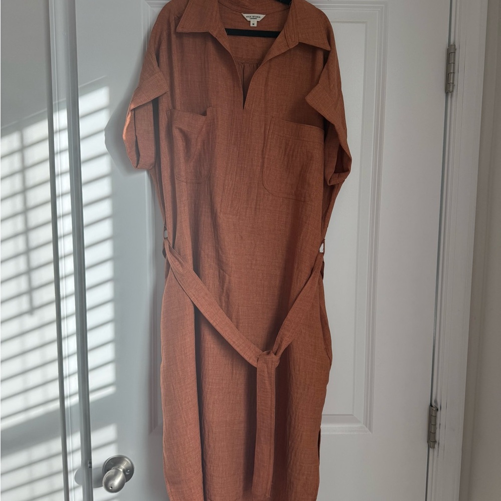 Max Studio Terracotta Long Sleeve Dress